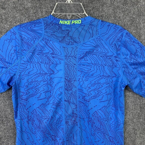 Nike Pro Dri Fit Women XL Fitted Short Sleeve Blue With Front Swoosh - Picture 8 of 9